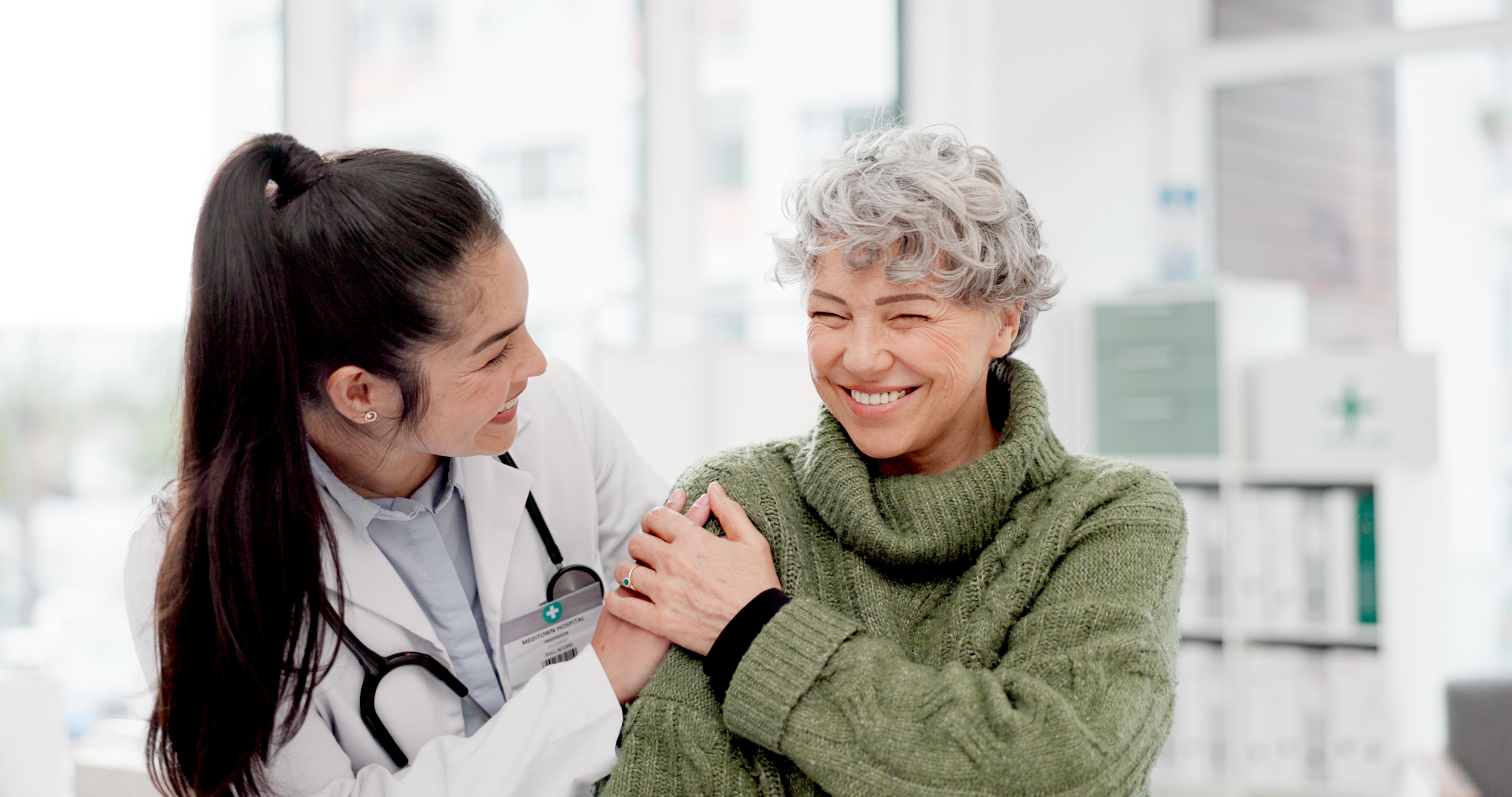 Happy patient and doctor.